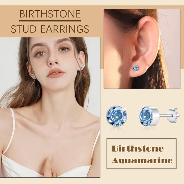 Detalle 2 de Cangall Ohrstecker Silber 925 Klein mit Sterling Zirkonia (Hypoallergen) – Zierliche Stecker 6 mm