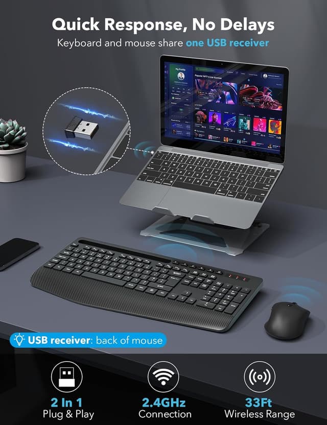 Detalle 2 de Wireless Keyboard and Mouse Combo 2.4GHz 🖱