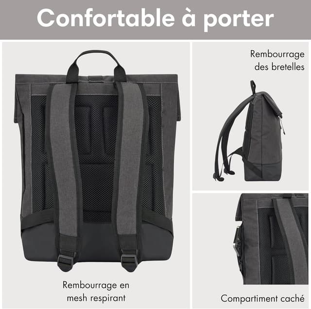 Detalle de LARKSON Tammo sac à dos déperlant pour ordinateur portable jusqu’à 16 pouces