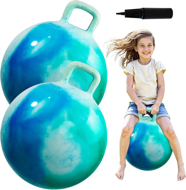 Detalle de U&C Planet 2er-Pack Hüpfball Hopperbälle mit Griff (Violett) – Space Hopper für drinnen & draußen