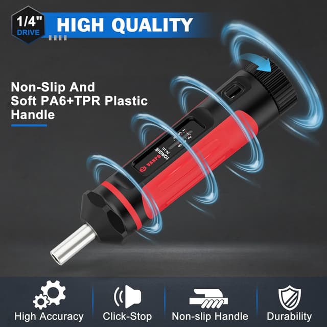 Detalle 2 de VANPO Drehmomentschraubendreher 1/4 Zoll 1–6 Nm