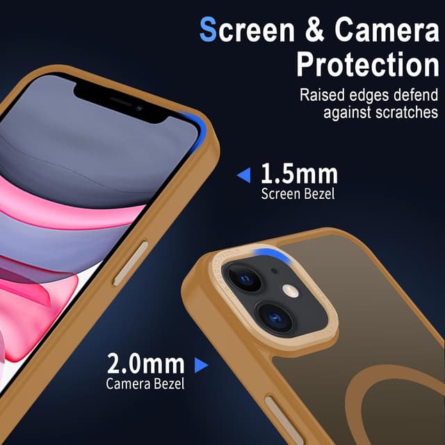 Detalle de Coque iPhone 11 magnétique XTCASE compatible MagSafe, translucide mat avec bumper antichoc – Or