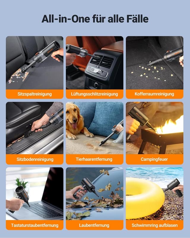 Detalle de SEALIGHT Handstaubsauger 32000 Pa (kabellos, 4-in-1) mit bürstenlosem Motor – dunkelgrau