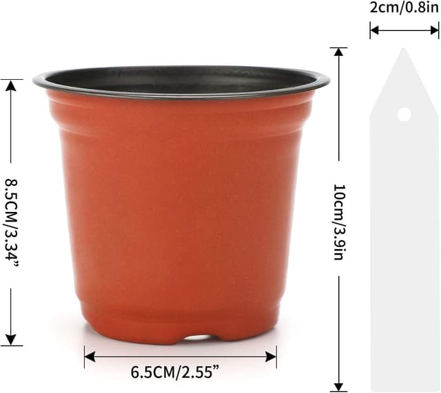 Detalle de KINGLAKE 50-pack 10cm Plastic Plant Pots with 100 Plastic Plant Labels