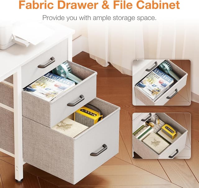 Detalle 2 de Coleshome Computer Desk with Drawers (100×48cm) with Storage & Reversible Small Office Desk