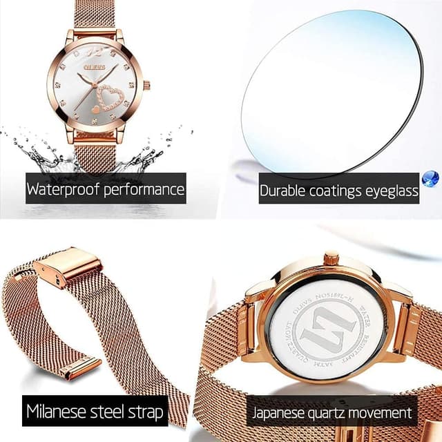 Thumbnail 5 de OLEVS Damenuhr Roségold mit 30 m Wasserschutz