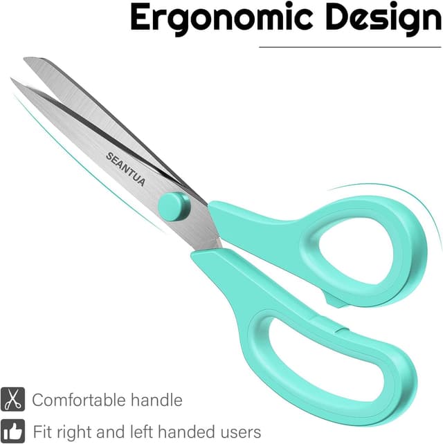 Detalle de 3 Pack 8" All Purpose Scissors with Ultra Sharp 2.5mm Blades (Soft Grip, Right/Left Handed)