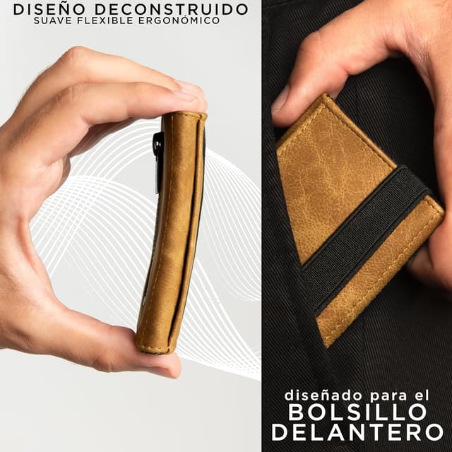 Detalle de GUGGIARI Cartera hombre cuero con RFID 4 ranuras