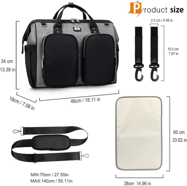 Detalle 2 de Pomelo Best Borsa a tracolla Pomelo Best per pannolini e fasciatoio, grande capacità in Oxford impermeabile