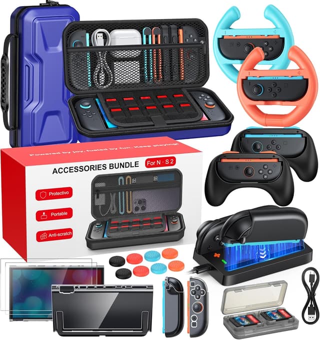 Detalle de 20-in-1 Switch 2 accessories bundle with case