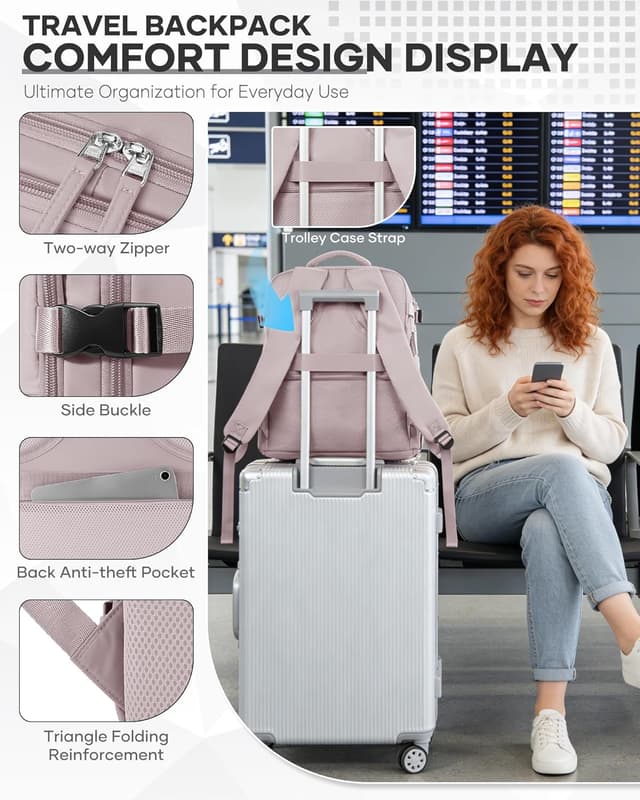 Detalle 2 de SZSYCN Handgepäck-Rucksack 40×30×20 mit Laptopfach (16 Zoll) & Schuhfach – Ryanair-/Wizz Air-Format