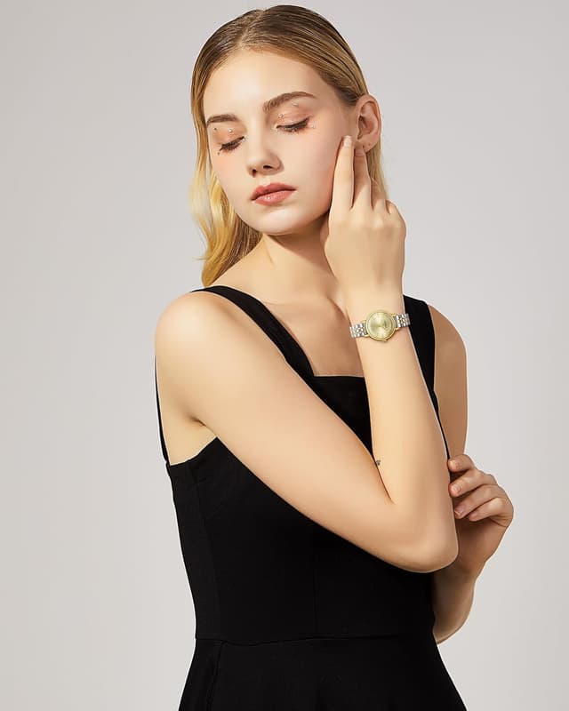 Detalle 2 de CIVO Damen-Uhr klein aus Edelstahl, Analog-Quarz (wasserdicht) – Klassiker für schmale Handgelenke