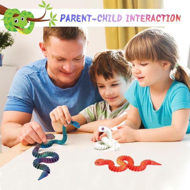 Detalle de 3D Printed Snake Toys 12in, 4 Pack