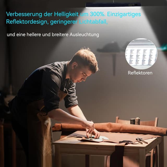 Detalle 2 de LETOUR Werkstattlampe mit Akku, 216 LEDs, 7500 mAh – Arbeitsleuchte für Werkstatt & Notlicht