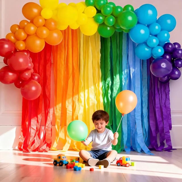 Detalle 1 de Buntes Krepppapier SUNBEAUTY Regenbogen 9 Rollen