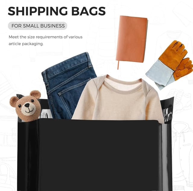 Thumbnail 6 de Metronic Black Poly Mailers 10x13 (100 Pack) — Small Shipping Bags for Clothing & Small Business