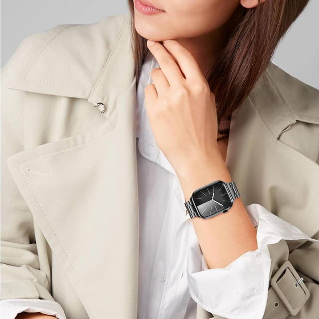 Detalle de Snyeest 2-Pack Stainless Steel Apple Watch Replacement Bands (Black + Gold) for 49mm/46mm/45mm/44mm/42mm