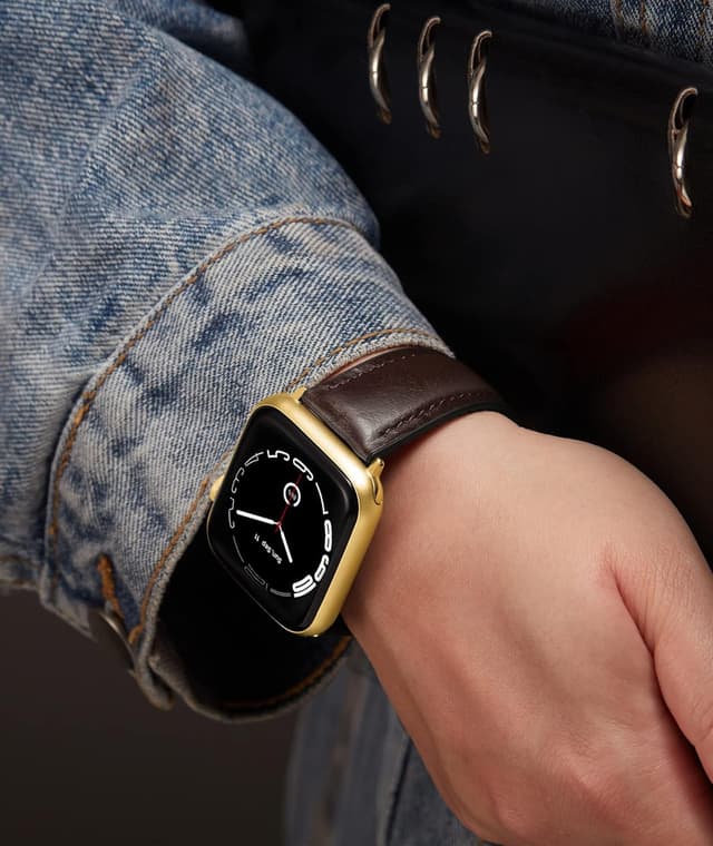 Detalle de BINLUN oil wax leather & silicone hybrid Apple Watch strap (38mm–42mm, compatible models)