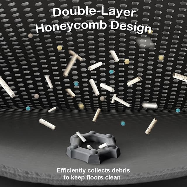 Detalle de Cat Litter Mat 90 x 60 cm EVA Double Layer Honeycomb Holes (Grey) – Waterproof litter tray mat