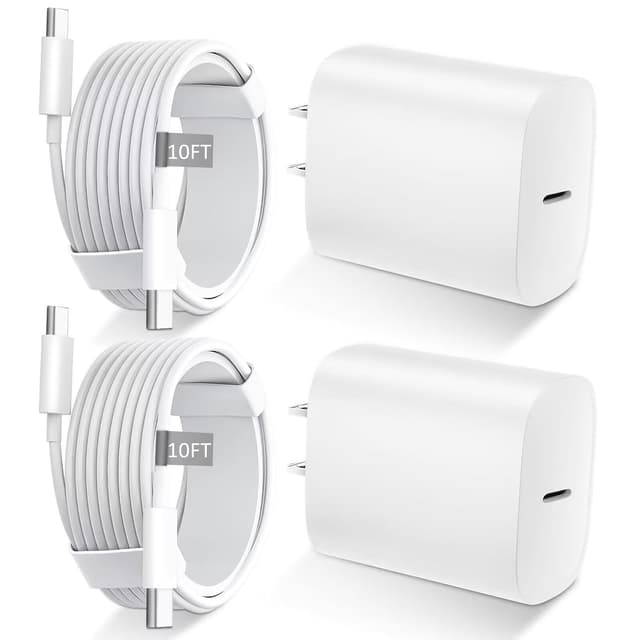 Thumbnail 6 de 20W Phone 16/15 Fast Charger 2-Pack with 10FT USB-C Cable (Type C, USB C to C) Pink