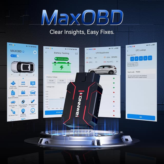 Detalle de KONNWEI MAXOBD OBD2 Bluetooth scanner per iOS/Android: lettura DTC e dati in tempo reale