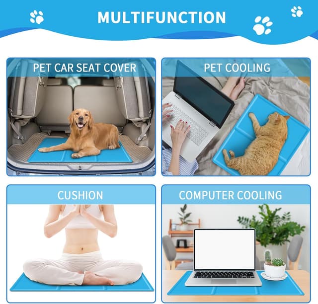 Thumbnail 6 de SNMIX Dog & Cat Self-Cooling Mat (Small 50x40 cm) with Non-Toxic Gel – Blue cooling pet pad