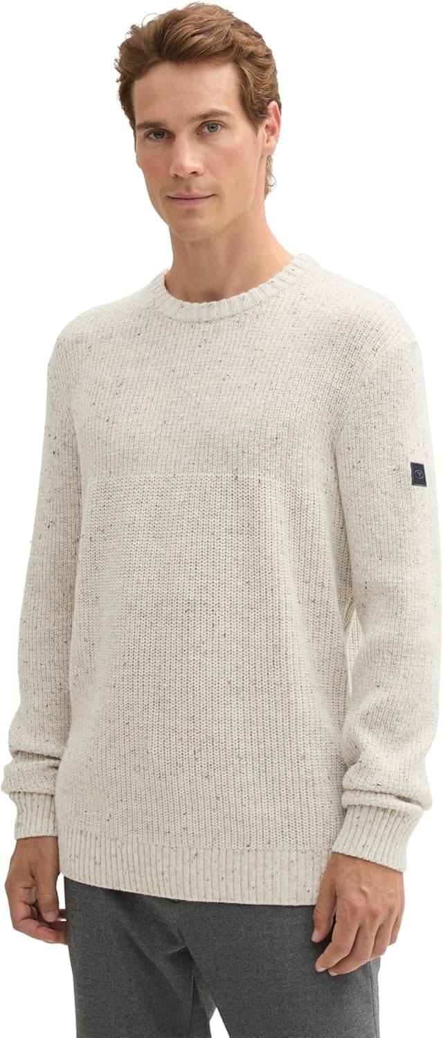 Detalle 2 de TOM TAILOR Pullover da uomo in jersey testurizzato con logo sulla manica