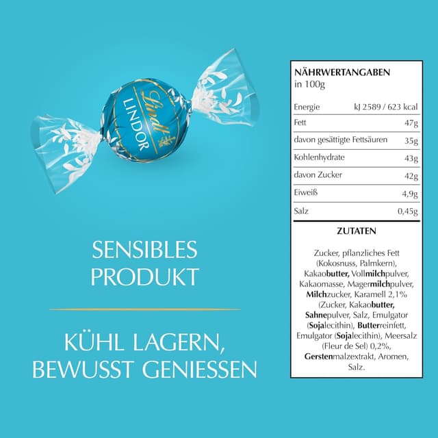 Detalle 2 de Lindt LINDOR Salz-Karamell 80 Kugeln 🍫