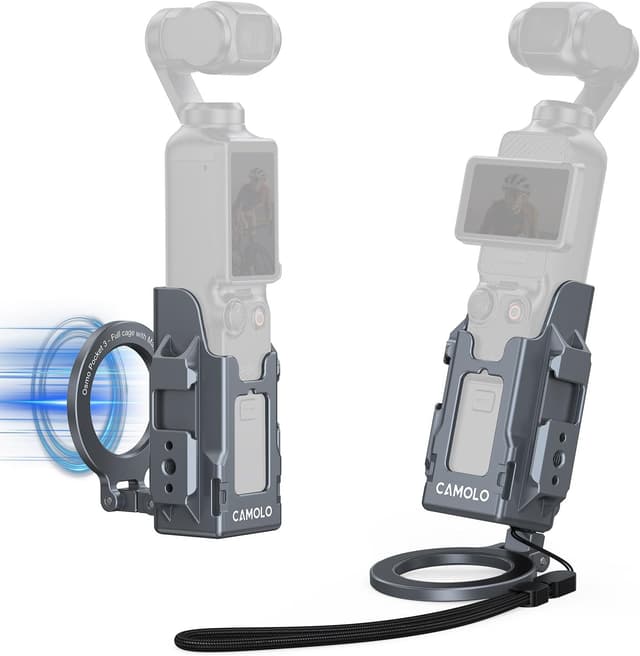 Detalle de CAMOLO magnetischer Halteständer für DJI Osmo Pocket 3 – Aluminium-Schutzkäfig mit Cold-Shoe-Halterung