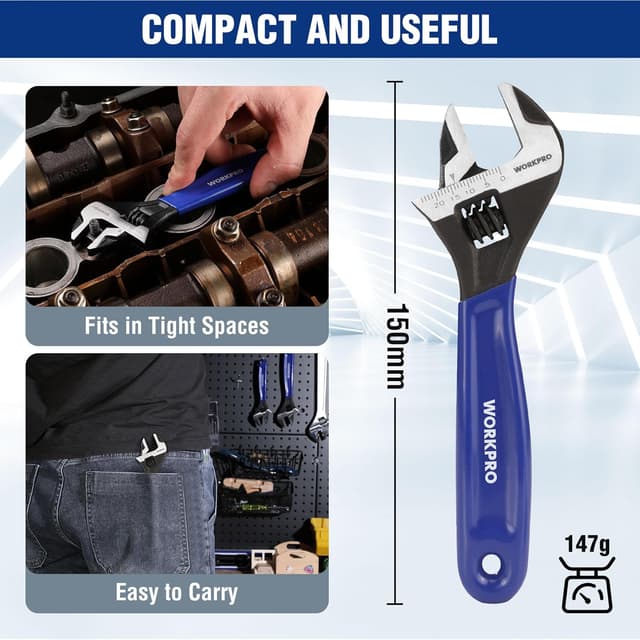 Thumbnail 3 de WORKPRO 150 mm Wide Mouth Adjustable Wrench