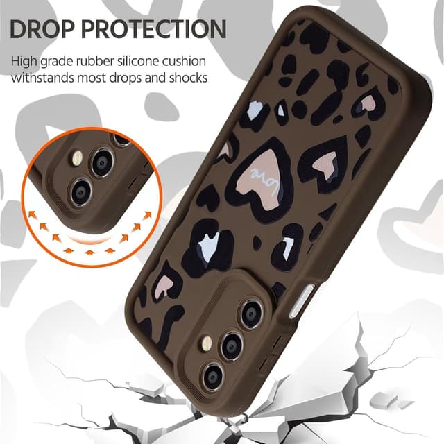 Detalle de YANJIEER ESONG Süße Leopardenmuster Handyhülle mit Herz-Design für Huawei P40 Lite / Nova 6SE / Nova 7i (Ultradünn, Silikon-TPU)