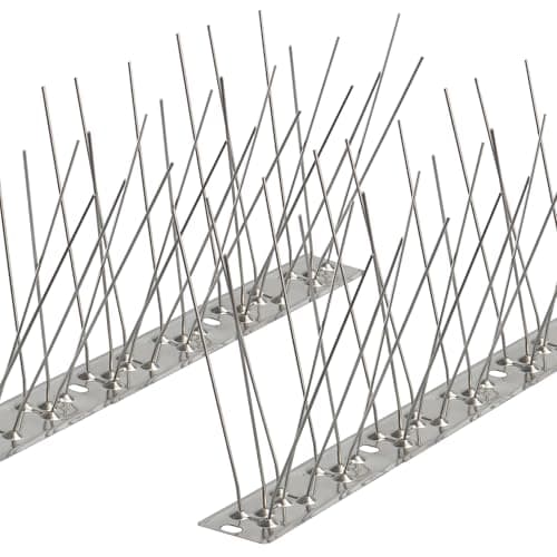 Detalle de KOKMEYA Pinchos antipalomas de acero inoxidable 304 (1 m, 4 piezas de 25 cm) con tornillos y bridas para balcón, canalón y tejado