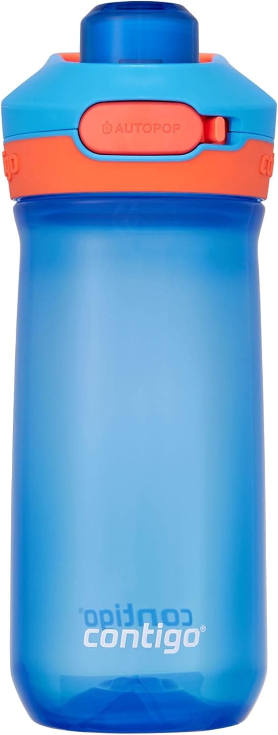 Detalle de Contigo Jessie Autopop kids water bottle (420 ml) | 100% leak-proof | Blue Poppy