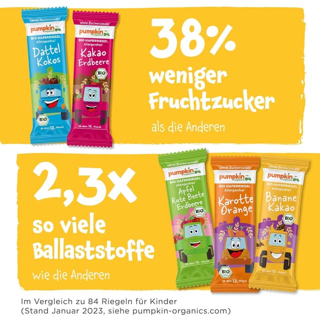 Thumbnail 2 de Pumpkin Organics Bio Haferriegel Banane Kakao (18x20g) 🍪