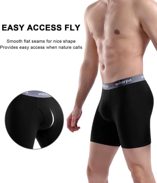 Detalle 2 de wirarpa Men’s Cotton Stretch Underwear Trunks (Open Fly) – Tagless 4-Pack