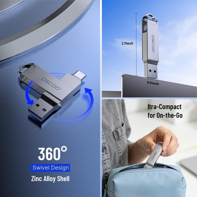 Detalle de OSCOO 32GB USB 3.1 dual USB-C USB-A drive