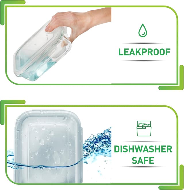 Detalle de Prep Naturals 5-Pack Airtight Glass Meal Prep Containers (1 Compartment, 1060 ml)