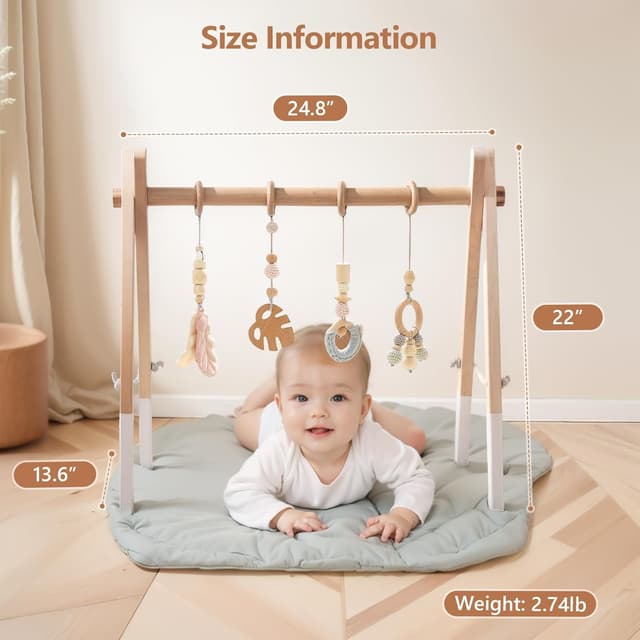 Thumbnail 5 de Promise Babe Arche de Jeu Bébé Bois 4 pendentifs 🎀