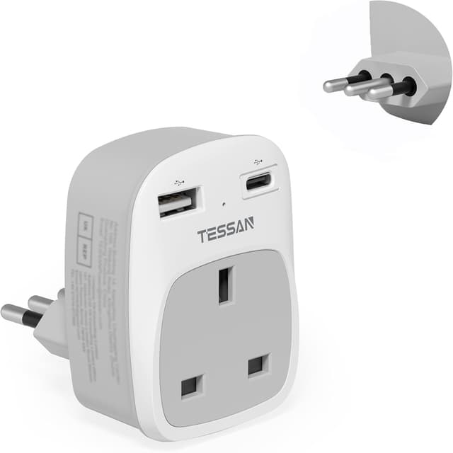 Detalle de TESSAN UK to Italy Plug Adapter with USB C