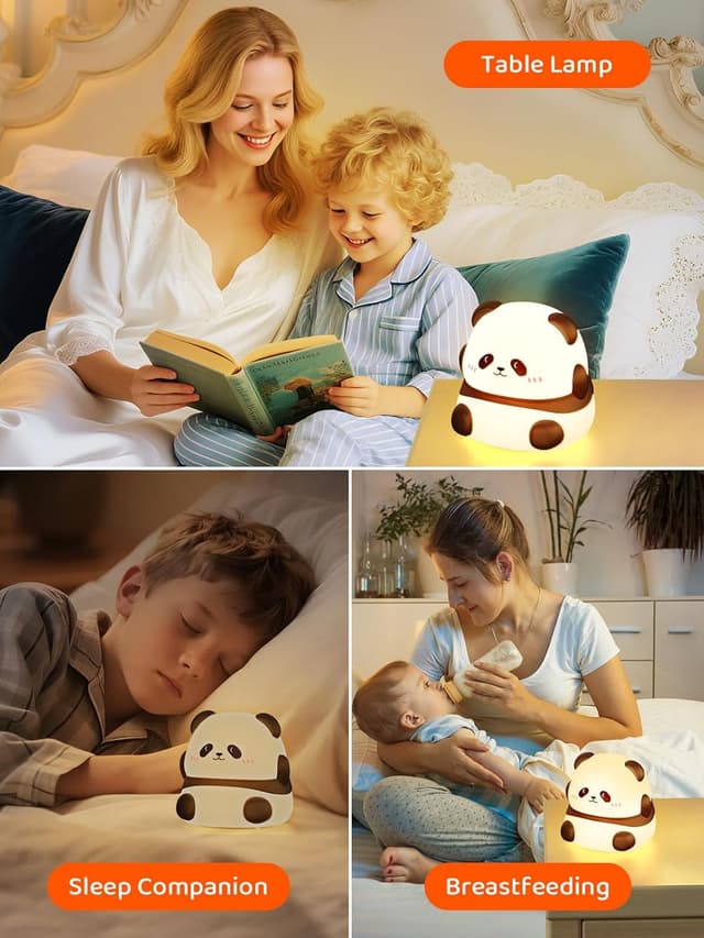 Detalle de Smiling Shark Mignon LED Veilleuse enfant Panda tactile rechargeable 3 niveaux + RGB