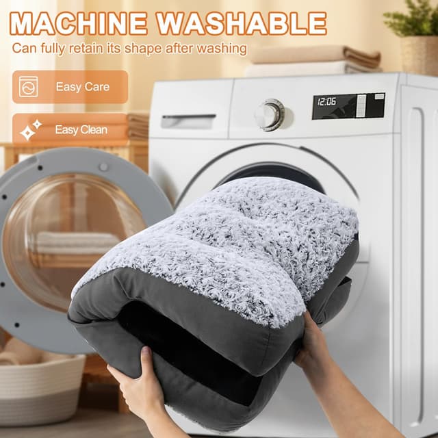 Detalle de POCBLUE Deluxe Washable Dog Bed & Crate Mat (29"x19"), Anti-Slip & Waterproof Base, Grey