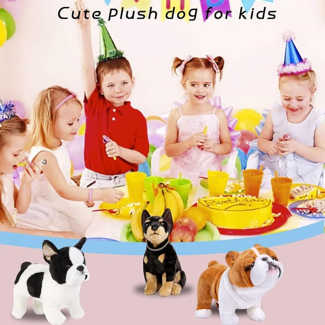 Detalle de Tiny Heart French Bulldog dog stuffed animal plush toy, 26cm white