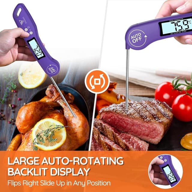 Detalle de DOQAUS Meat Thermometer (3s instant read) with backlit LCD, foldable probe and ±1°C accuracy