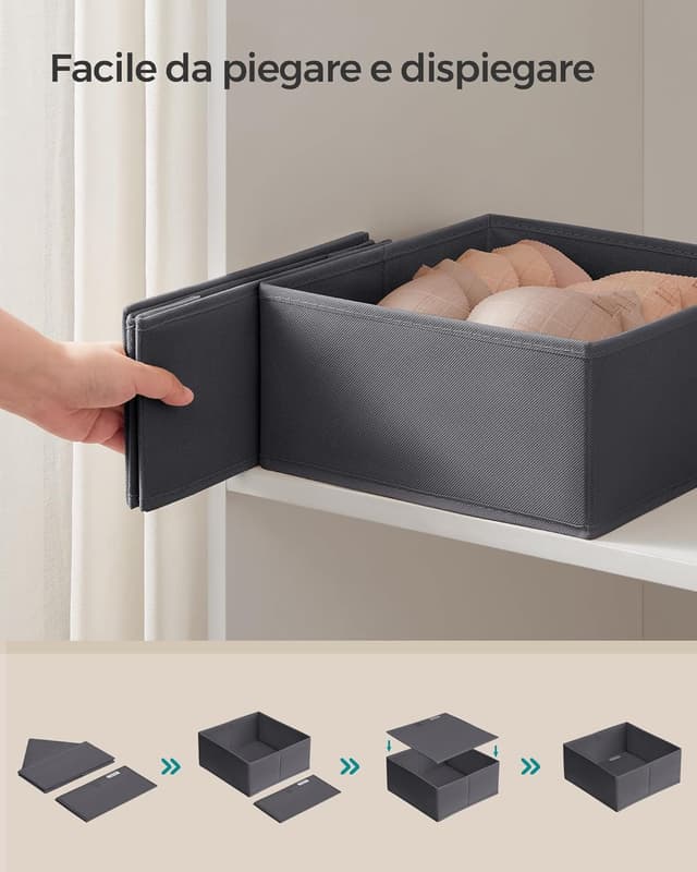 Detalle de SONGMICS RDZ06G set di 6 divisori per cassetti in TNT pieghevoli