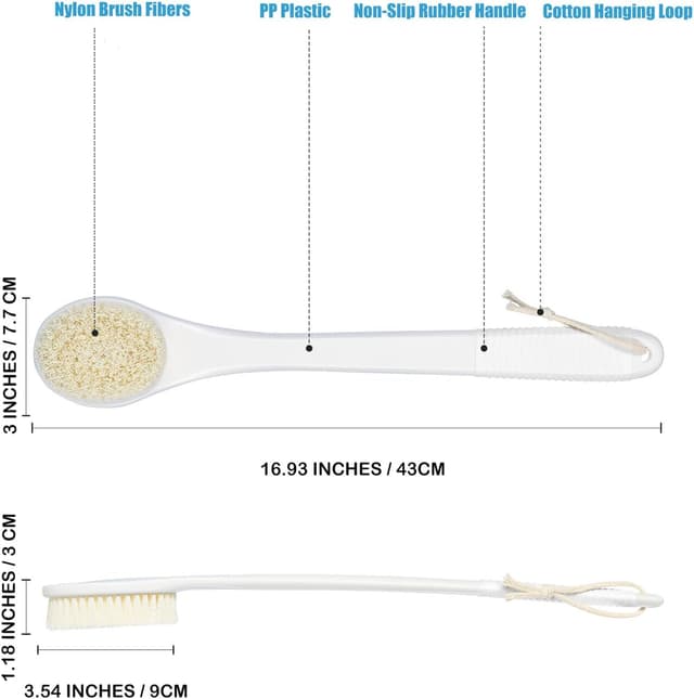 Thumbnail 6 de ROLIZOE 17-Inch Back Scrubber for Shower (White) – Anti-slip exfoliating body brush with a long handle