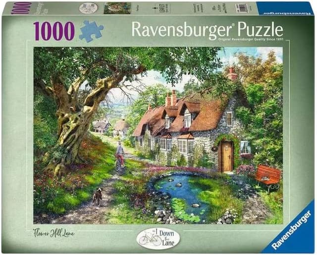 Detalle de Ravensburger Down the Lane No. 1 Flower Hill Lane 1000 Piece Jigsaw Puzzle (12+)