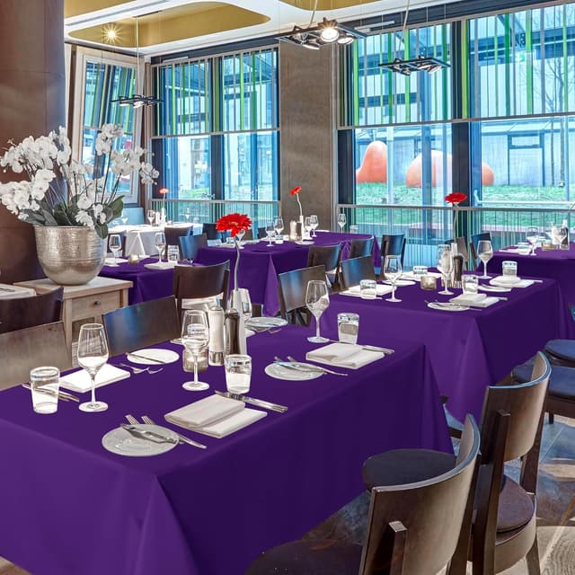 Detalle 2 de Sancua Rectangular Polyester Tablecloth (54 x 108 in) – Washable, Wrinkle-Resistant, Purple, 8-Pack