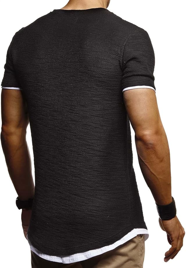 Detalle de Leif Nelson T-shirt homme à col rond — coupe ajustée et style décontracté pour le quotidien