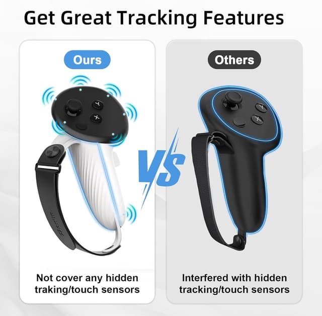 Detalle 2 de Poignées de contrôleur AMVR pour Meta Quest 3S / Quest 3 : silicone antidérapant et protection des articulations