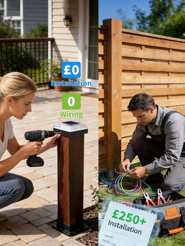 Detalle 2 de ROMANJOY 4x4 Solar Post Lights (4 Pack) with 3 Colours & 2 Brightness Levels